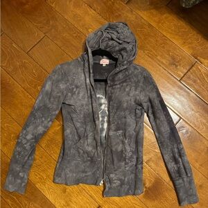 Gray Tie-Dye Peace Heart Zip-Up Hoodie